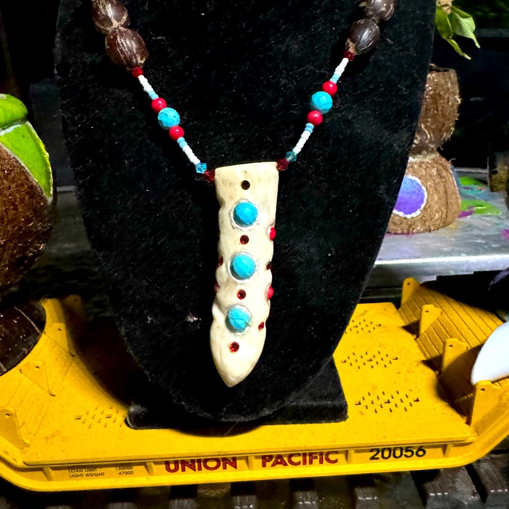 Dear ivory Turquoise and Red Coral Necklace